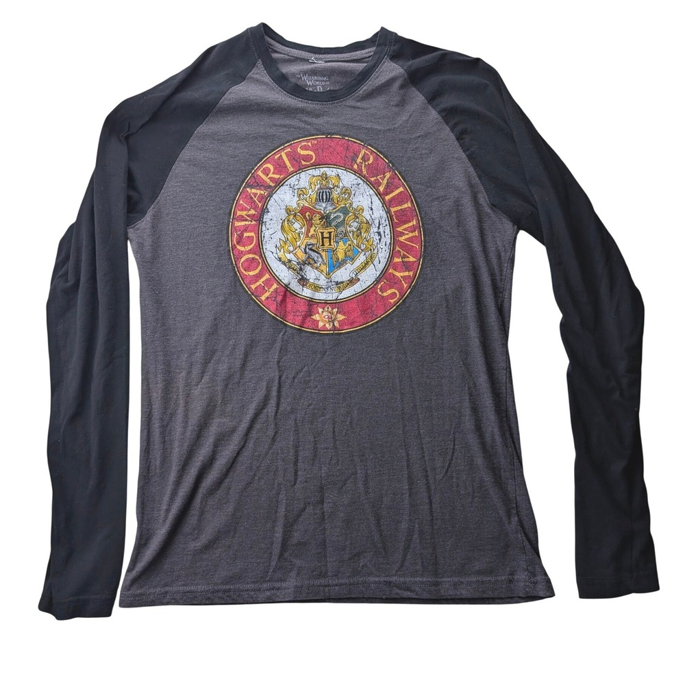 Harry Potter Universal Studios Hogwarts Railways Raglan Long Sleeve Shirt Gray M